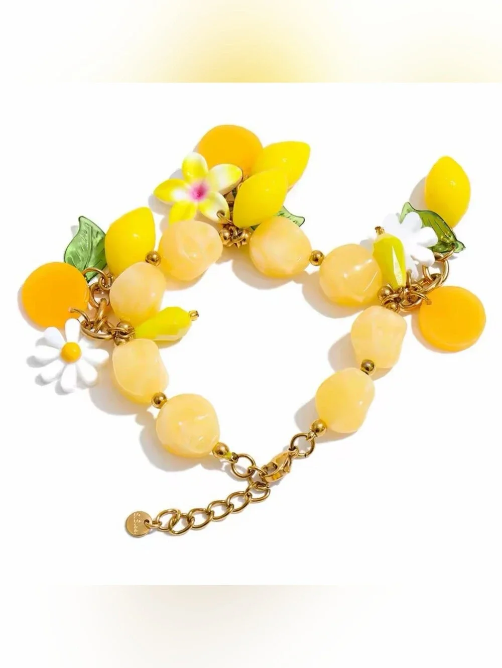 Lemon Drop Floral Bead Necklace & Bracelet Set - Yellow - Picture 4 of 5